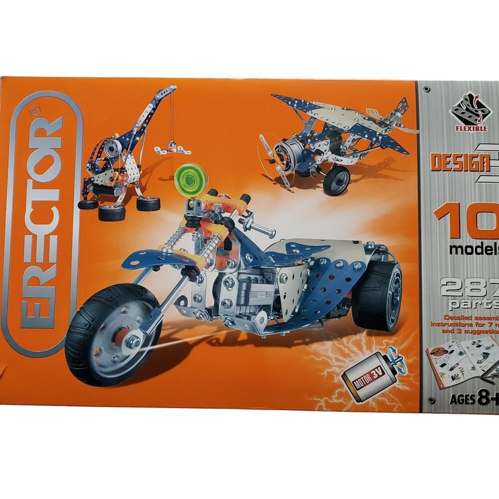 Erector 3V Motorized Building Toy Set - 287 Pieces, 10 Models